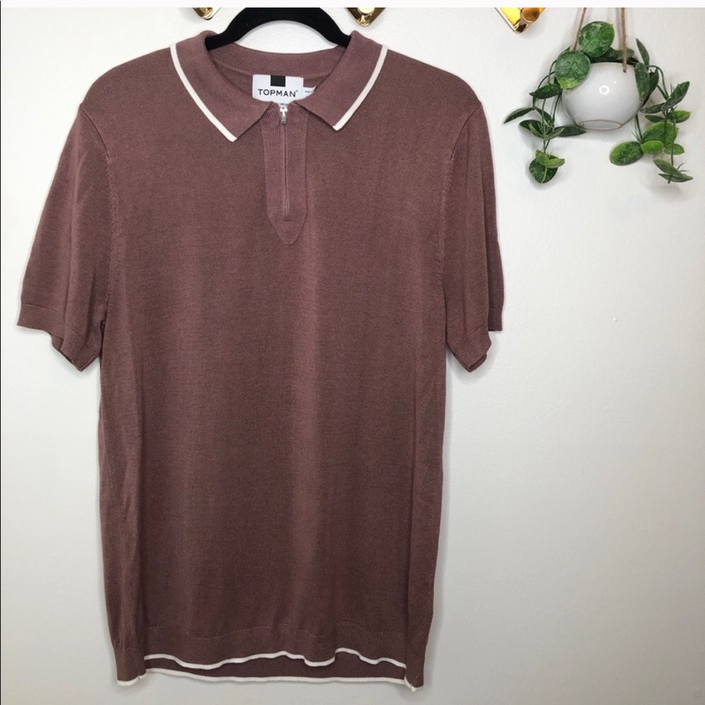 Topman Knitted Zip Polo Size  Large